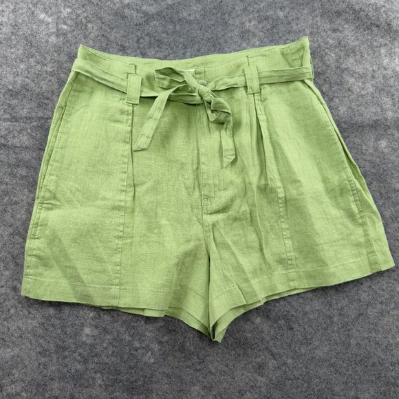 Madewell Pants - Madewell Shorts Womens Size 8 Green 100% Linen High Rise Belted Beachy $68 NEW 3